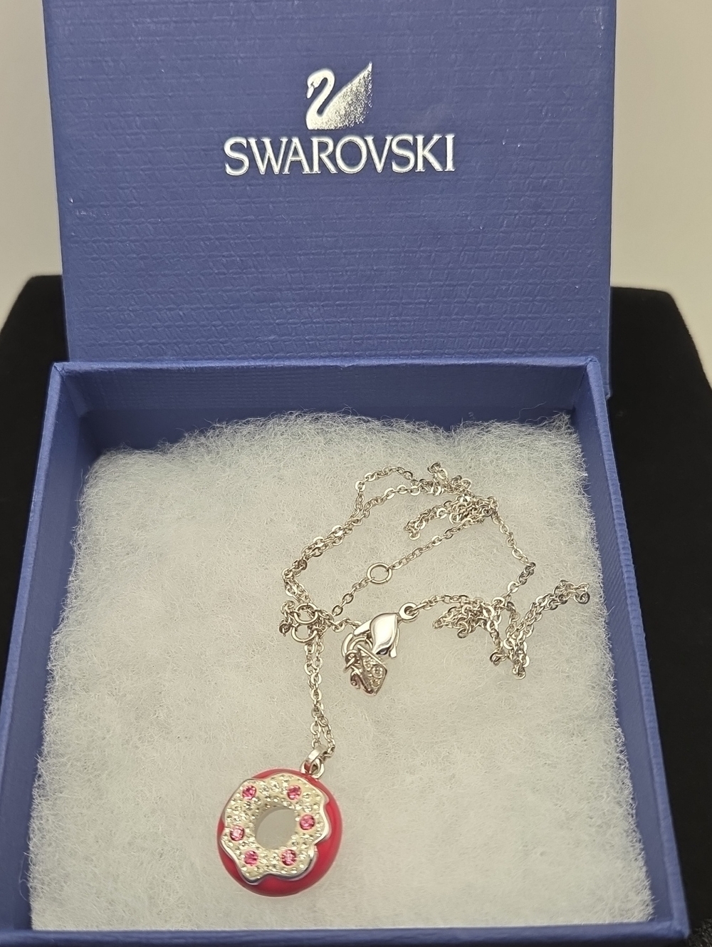 Swarovski Disney Alice in Wonderland Pink Donut Necklace- Box Included!